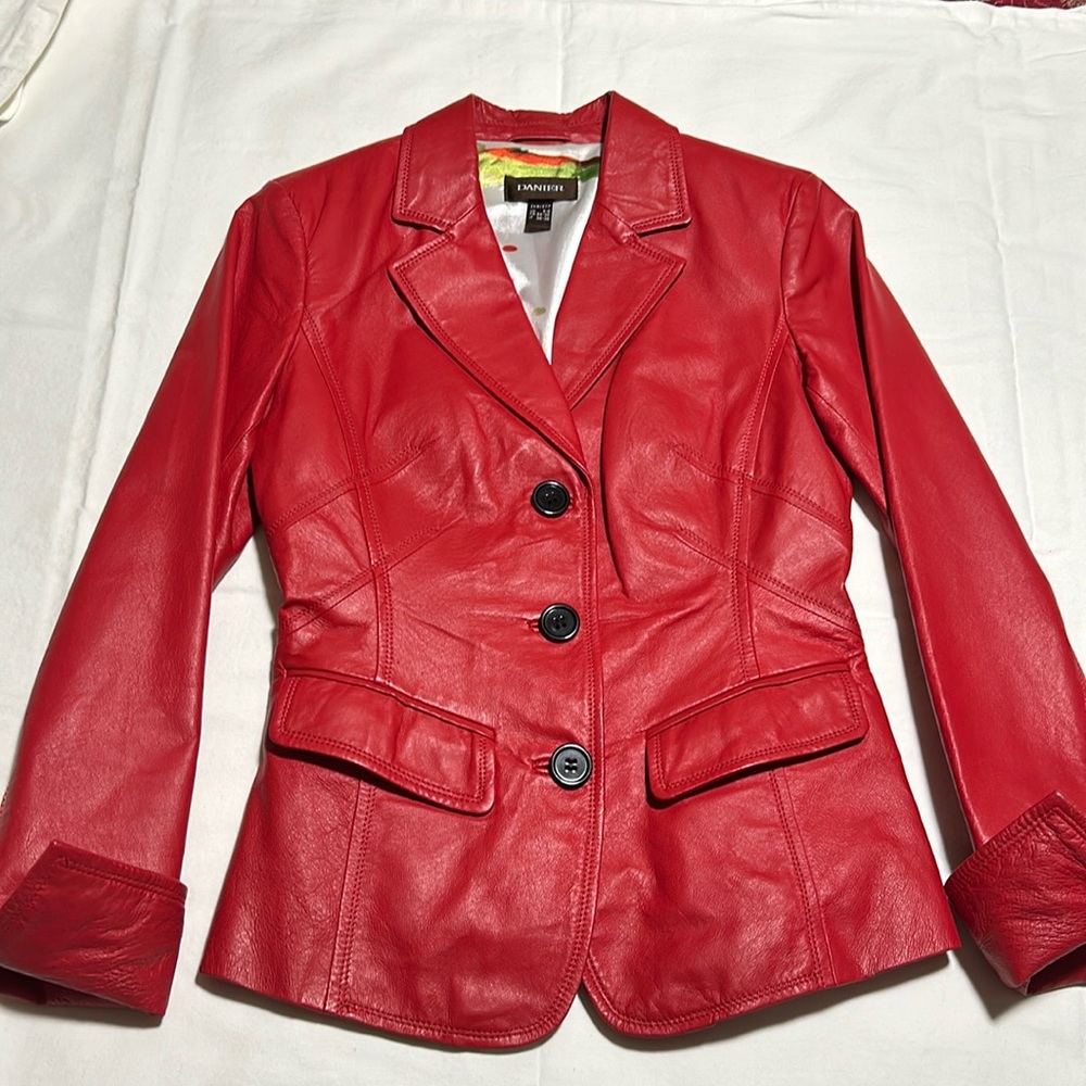 Leather fitted blazer